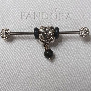 Pandora Vintage 2007 Black Onyx Braided Bail Dangle Charm 2 Listed Separately